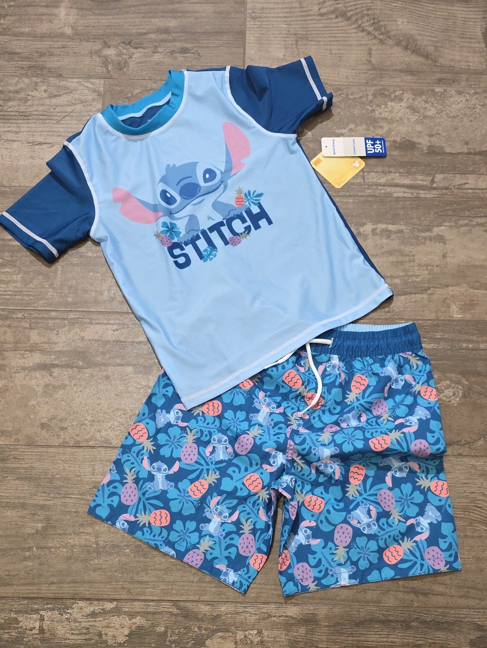 Disney Light Blue & Navy Stitch Boys Swim Set